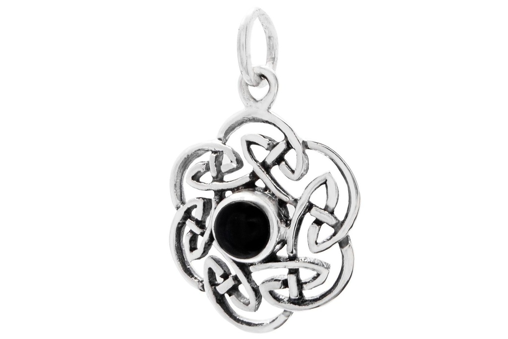 Keltisches Amulett, Anhänger 'Nuada mit Onyx' aus Silber 925- Mittelalter, Larp, Reenactment Schmuck