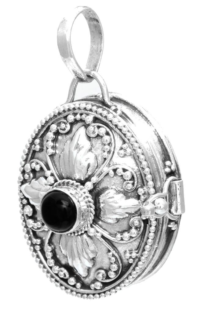 [Am171-2] Schmuck Medaillon Sirona mit Onyx 3,4 cm – Silber 925 – Mystischer Anhänger mit geheimer Bedeutung