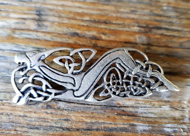 [A-5257-1] Wikinger Gewand-Brosche "keltischer Hund" , silberfarben