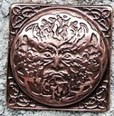 Green Man, kupferfarbener Beschlag