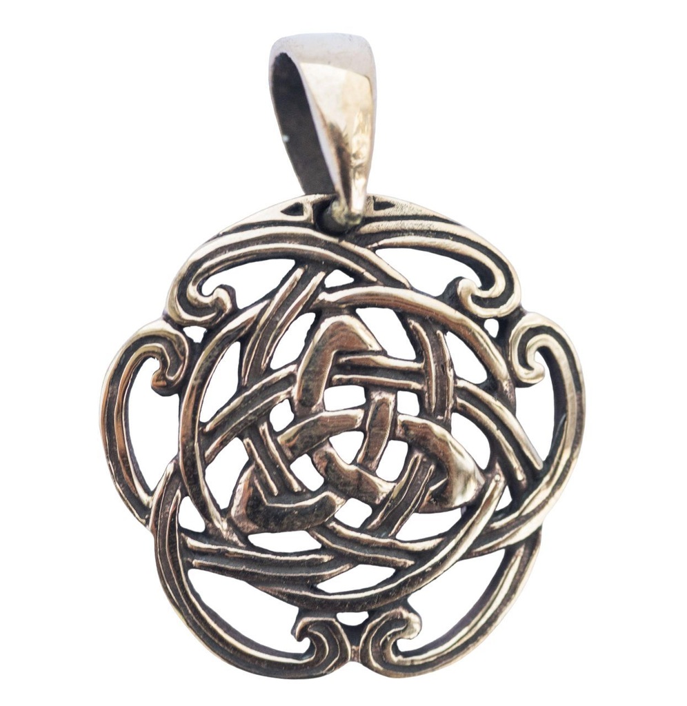 [acb62] Keltisches Amulett, Anhänger 'Nada – Großer Keltischer Knoten' aus Bronze- Mittelalter, Larp, Reenactment Schmuck