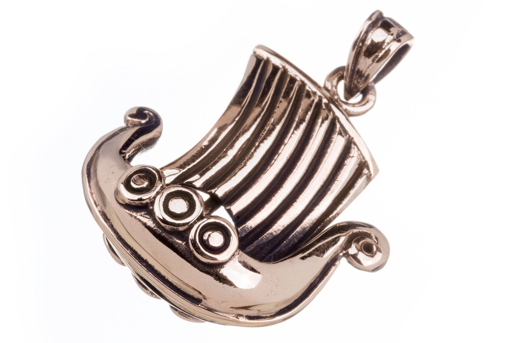 Anhänger SKIDUR aus Bronze – Großes Wikingerschiff Drachenboot Amulett 3,2 cm
