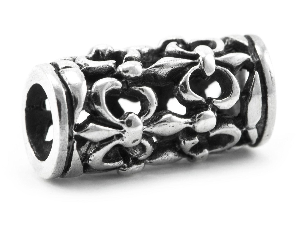 Ritter Haar- & Bartperle FLORAZ aus 925 Silber – 15 mm Fleur de Lis Symbolperle für Zöpfe & Dreads