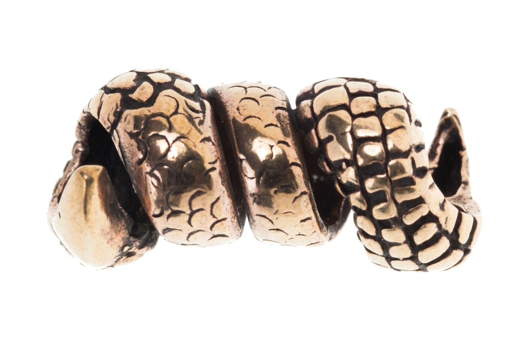 [amb532] Wikinger Perle Kralle, Bronze Bartperle Lockenperle - Accessoire für Historische Gewandungen, Reenactment und Liverollenspiel