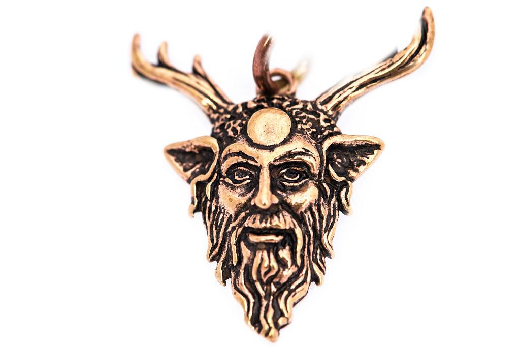 Amulett Anhänger "Cernunnos – Green Man" aus Bronze – Waldgott & Naturkraft 3,4 cm