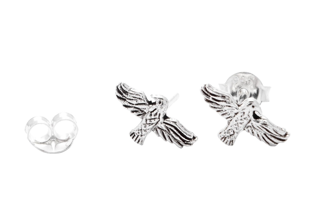 Ohrstecker Hugin und Munin aus 925 Silber – Nordischer Raben Ohrschmuck 12 mm