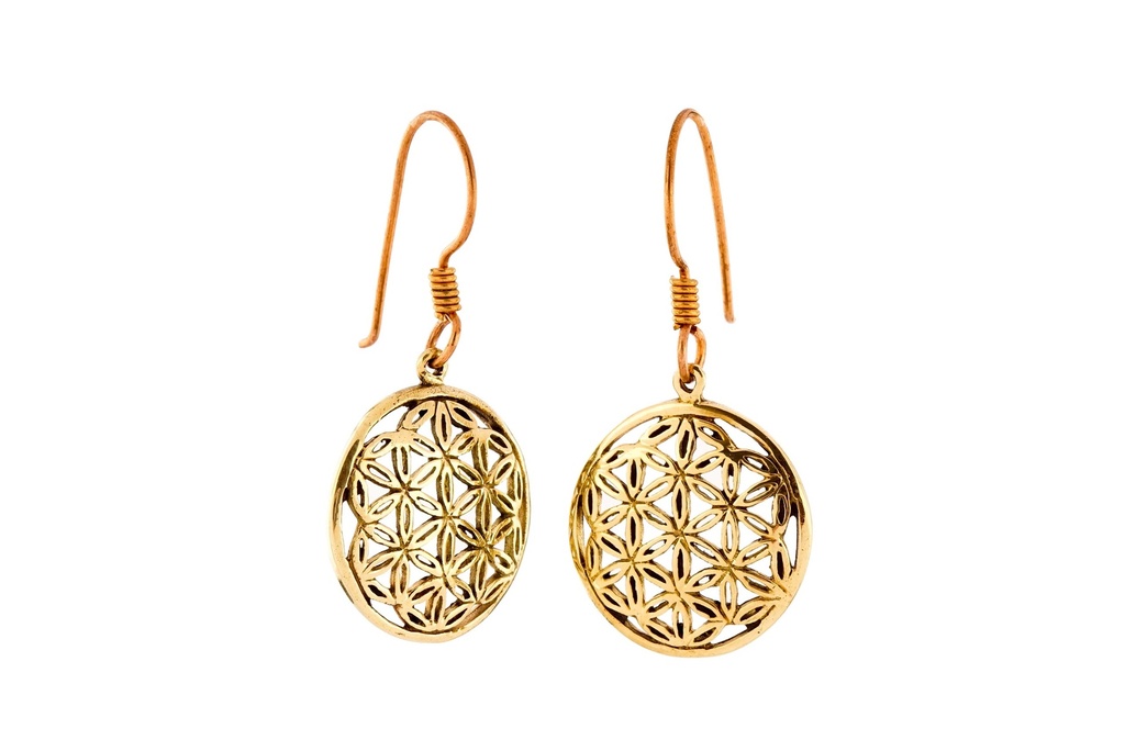 Ohrhänger 'Die Blume des Lebens' Bronze Schmuck für Mittelalter, Reenactment und Larp