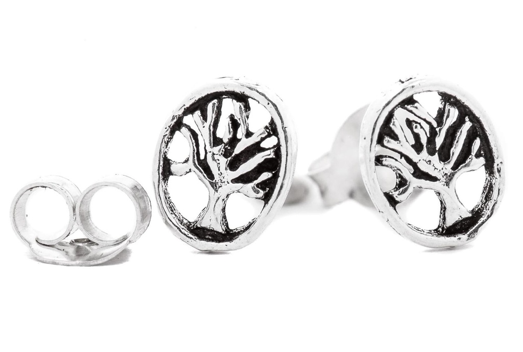 Ohrstecker LEAH aus 925er Silber 7 mm – Lebensbaum Yggdrasil Symbolschmuck