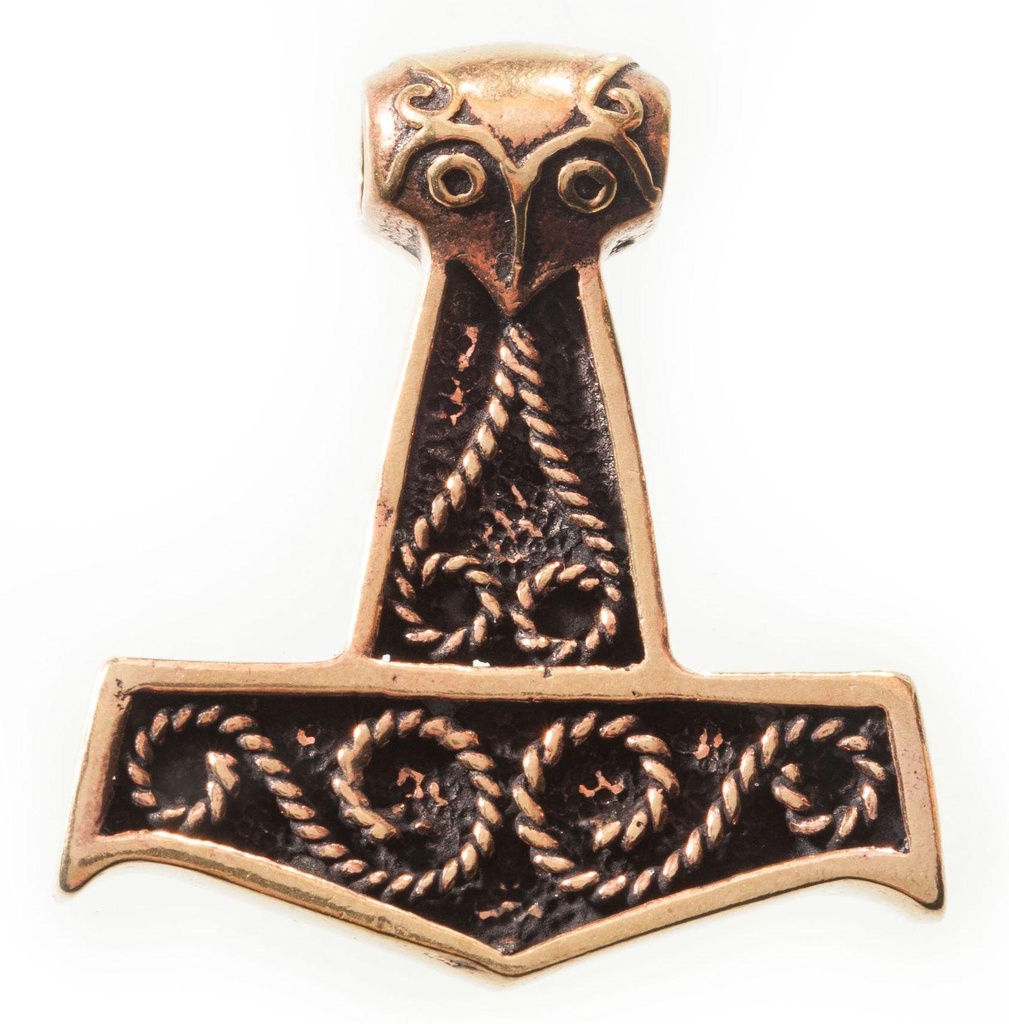 [atb23] Thorshammer Anhänger THORKAN aus Bronze – Mjölnir „Vogelhammer“ Wikinger Amulett 3,4 cm