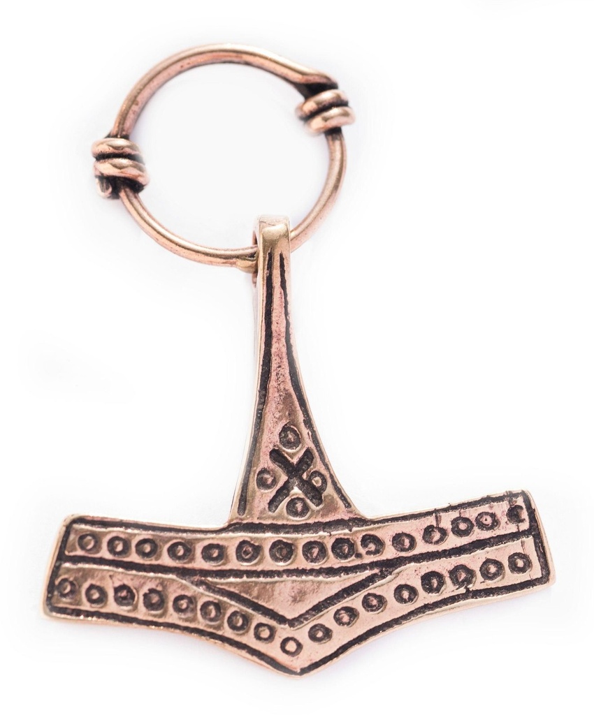 [atb57] Thorshammer Mjölnir Anhänger 'Mjölnir Dänemark' aus Bronze - Mittelalter, Larp, Reenactment Schmuck