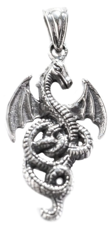 [ad31] Drachen Amulett, Anhänger 'Serpentum' aus Silber 925 - Mittelalter, Larp, Reenactment Schmuck