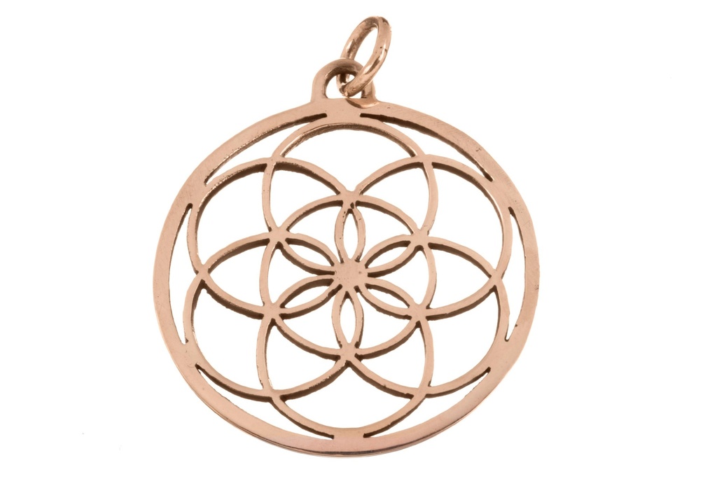 [WK2015-amb518] Amulett, Anhänger 'Die Blume des Lebens' aus Bronze - Mittelalter, Larp, Fantasy Schmuck