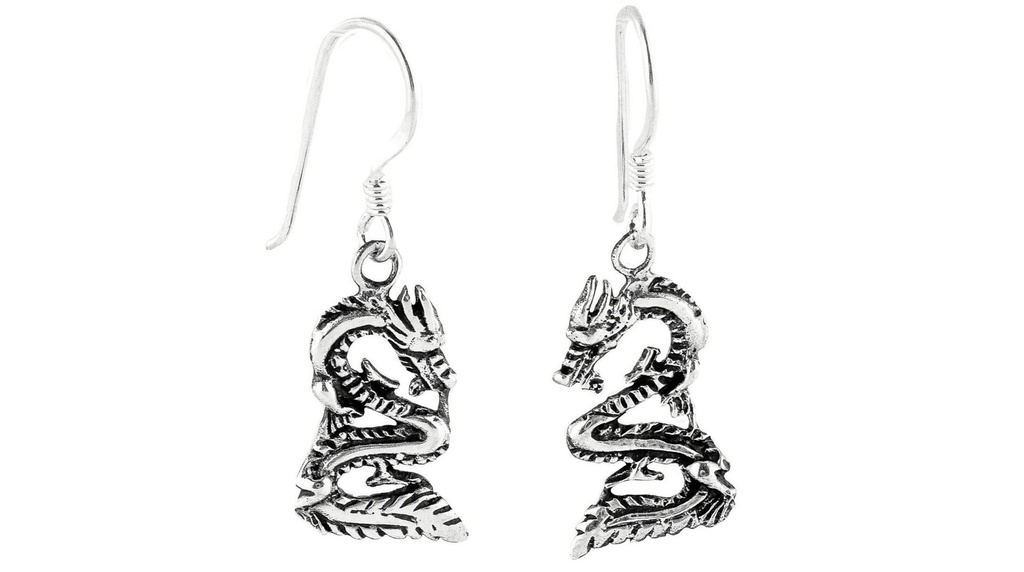 [oh46] Ohrhänger 'Asia Night Dragons' Silber 925 -  Schmuck für Mittelalter, Reenactment und Larp