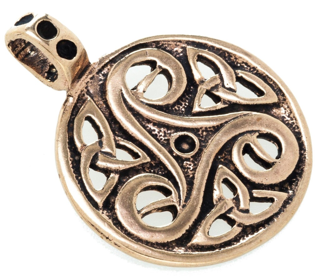 [acb514] Keltisches Amulett, Anhänger 'Devyn – Triskele' aus Bronze- Mittelalter, Larp, Reenactment Schmuck
