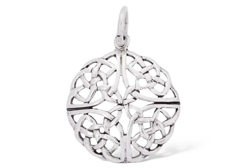 [ac72] Schmuck Anhänger Amica Ø 2,9 cm – Silber 925 – Keltisches Vier-Elemente-Amulett für Harmonie & Schutz