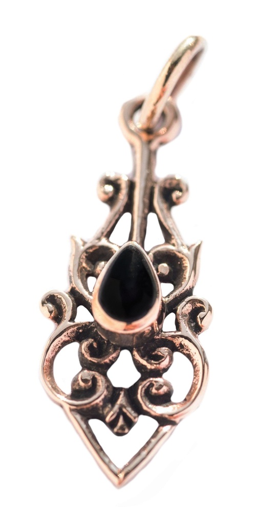 Amulett, Anhänger 'Nina - Onyx' aus Bronze - Mittelalter, Larp, Reenactment Schmuck