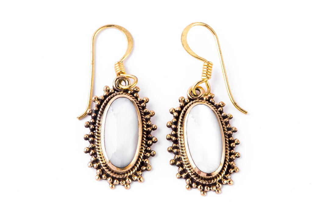 Ohrhänger 'Minah mittelalter Perlmutt' Bronze Schmuck für Mittelalter, Reenactment und Larp