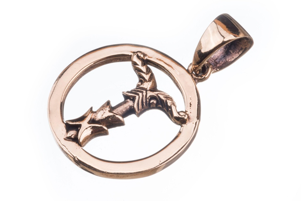 [avb34] Wikinger Anhänger 'Irminsul im Kreis' aus Bronze - Mittelalter, Larp, Reenactment Schmuck