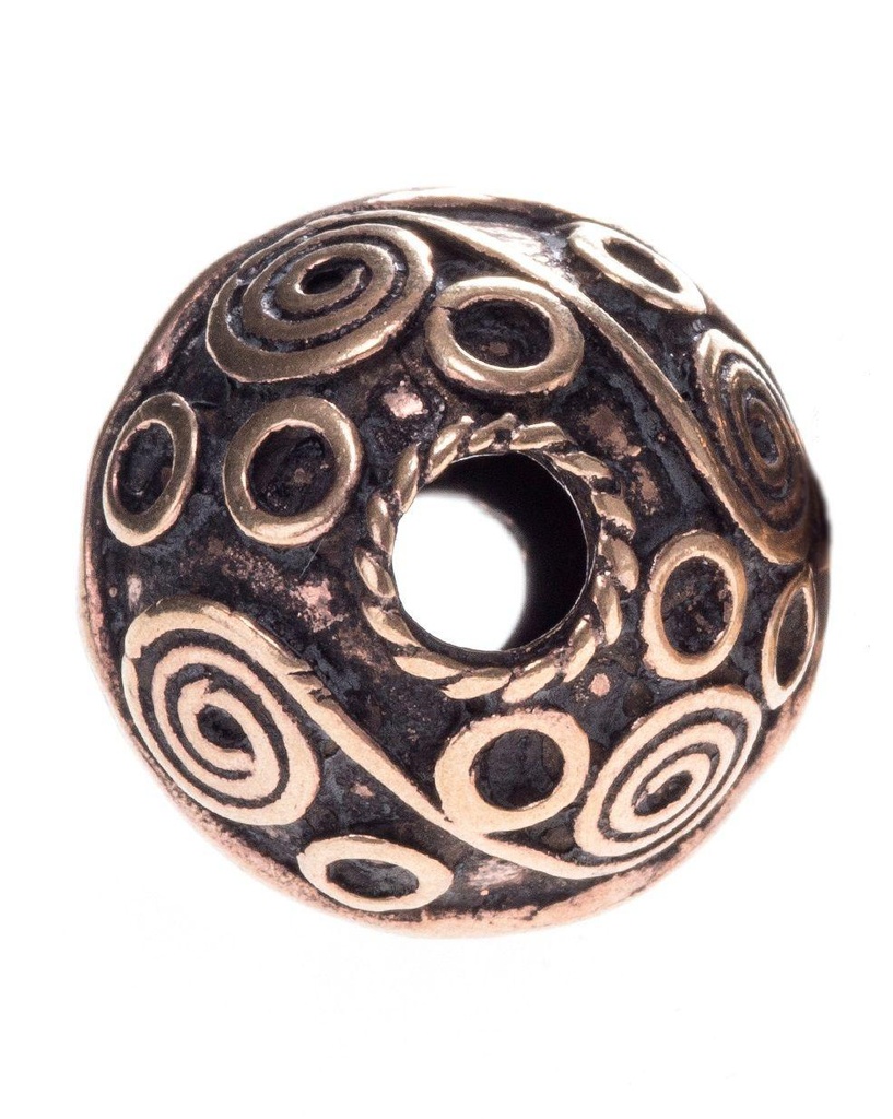 Wikinger Bartperle SPIRALS aus Bronze – Nordisches Accessoire für Bärte und Zöpfe (1,6 cm)