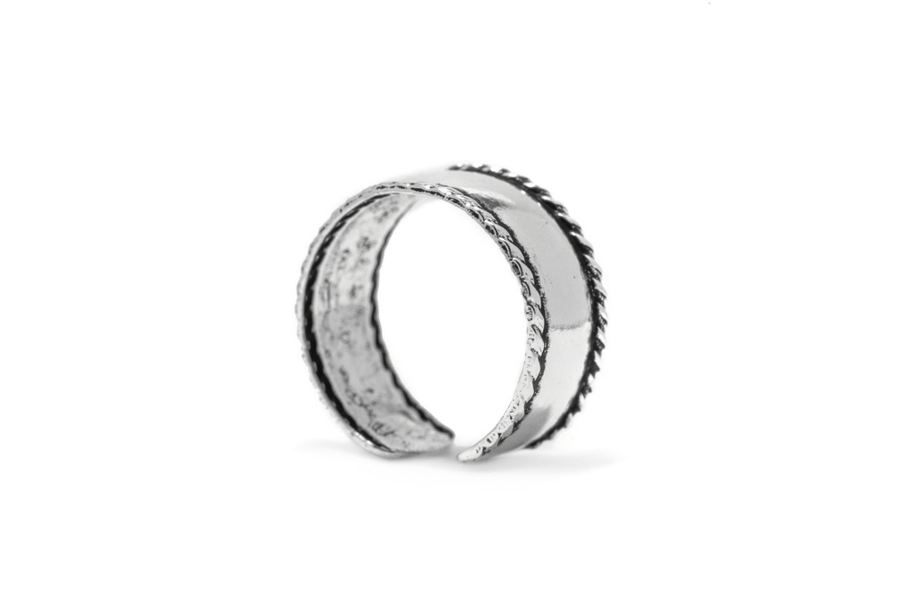 [ok16] Ohrklemme 'Wiki' mit Flechtrand Wikinger Schmuck Silber