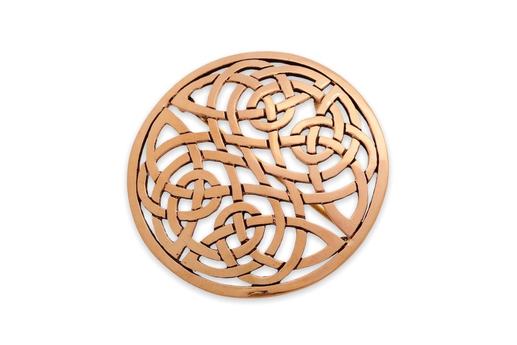 WINDALF Große Keltische Rundfibel ELVIA Ø 5,6 cm – Bronze Brosche mit Vier Elemente Symbol
