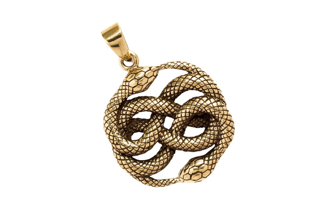 [amb560] Amulett Anhänger "Aurin – Unendlichkeitsschlange" aus Bronze – Magisches Schutzsymbol 3,5 cm