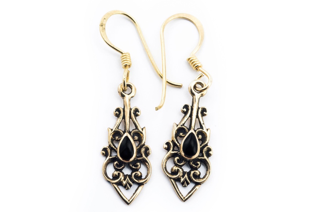 [ohb47-2] Ohrhänger 'Ninia Onyx II' Bronze Schmuck für Mittelalter, Reenactment und Larp