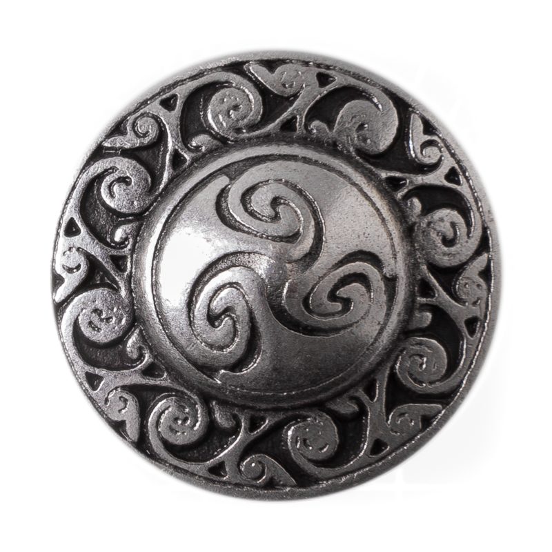 [KN-301-1] Keltischer Knopf Triskele silberfarben – 25 mm Zierknopf für Mittelalter Mantel & Umhang