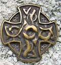 Drachen Kreuz, altmessingfarbener Beschlag