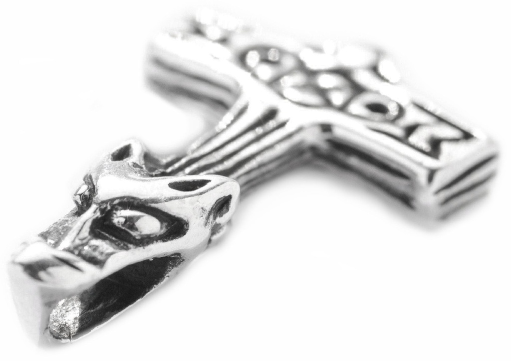 Thorshammer Mjölnir Anhänger 'Wolfshund' aus Silber 925 - Mittelalter, Larp, Reenactment Schmuck