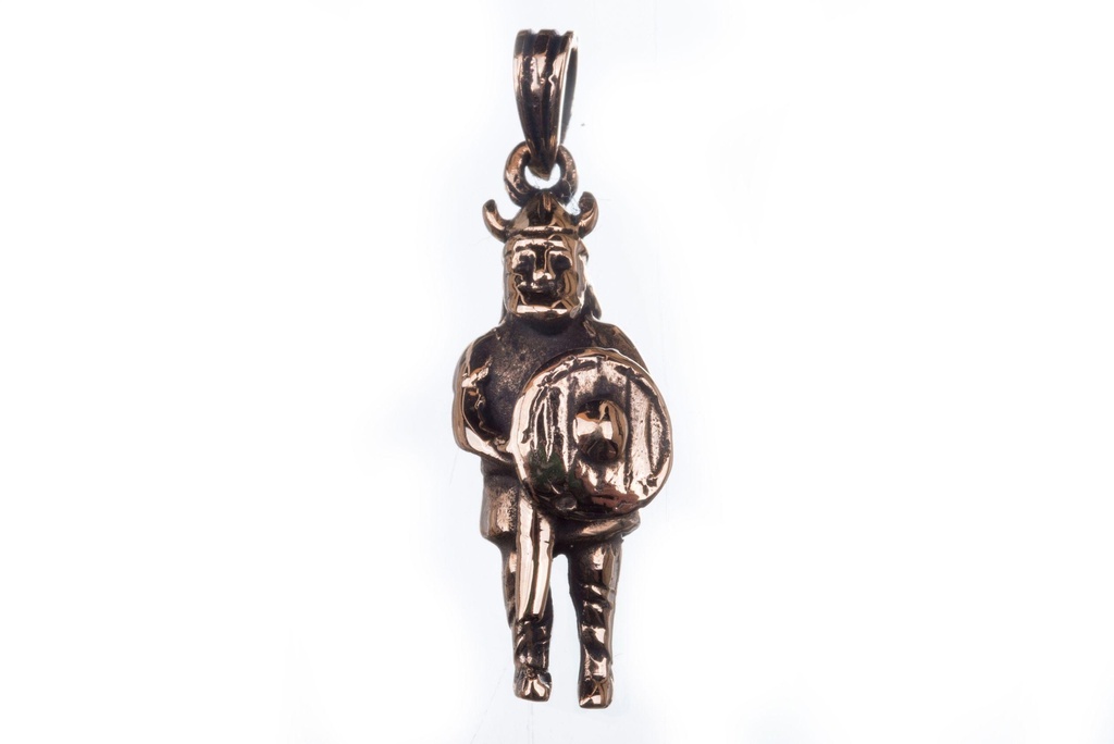 Wikinger Anhänger „Arace – Krieger“ aus Bronze – Nordischer Kriegerkopf Amulett 2,7 cm