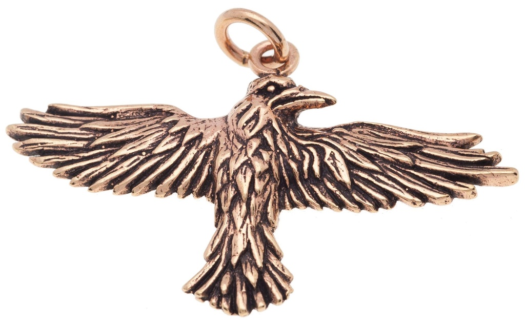 Amulett, Anhänger 'Hugin - Großer Rabe' aus Bronze - Mittelalter, Larp, Fantasy Schmuck