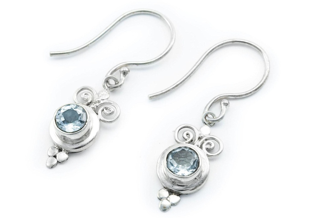 [Oh66-2] Ohrhänger 'Spirals - Topaz' Silber 925 -  Schmuck für Mittelalter, Reenactment und Larp