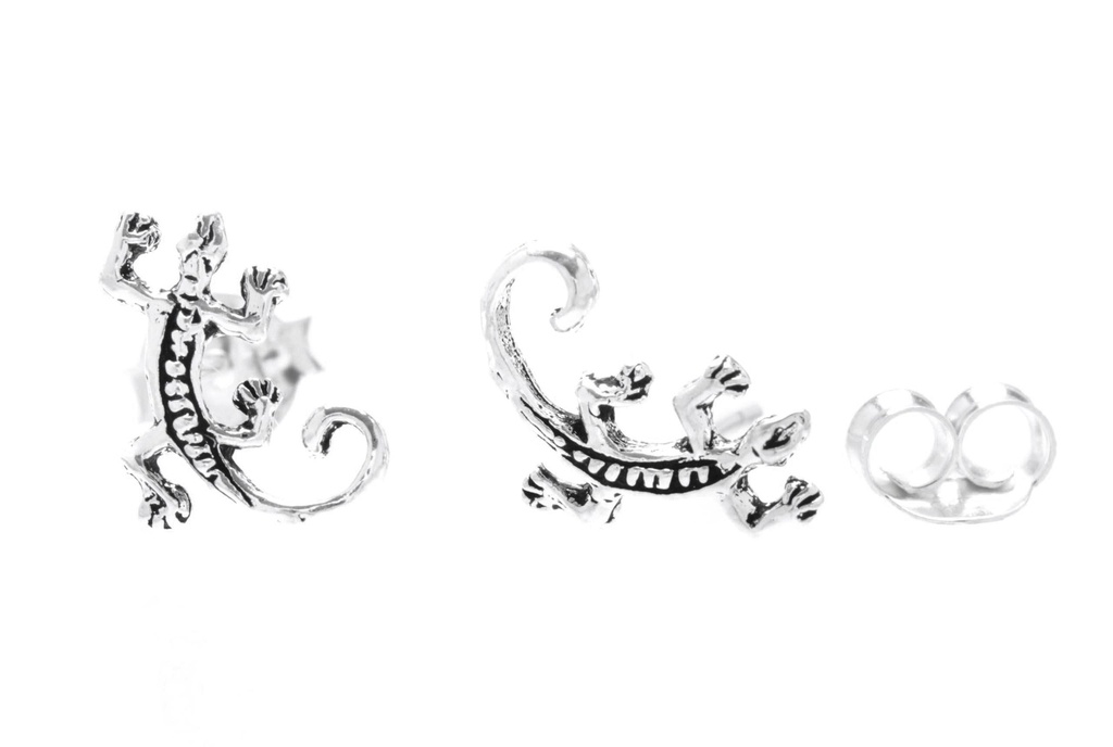 Ohrstecker Echse NOA aus 925er Silber – Glücksboho Schmuck 9 mm Eidechsen Motiv