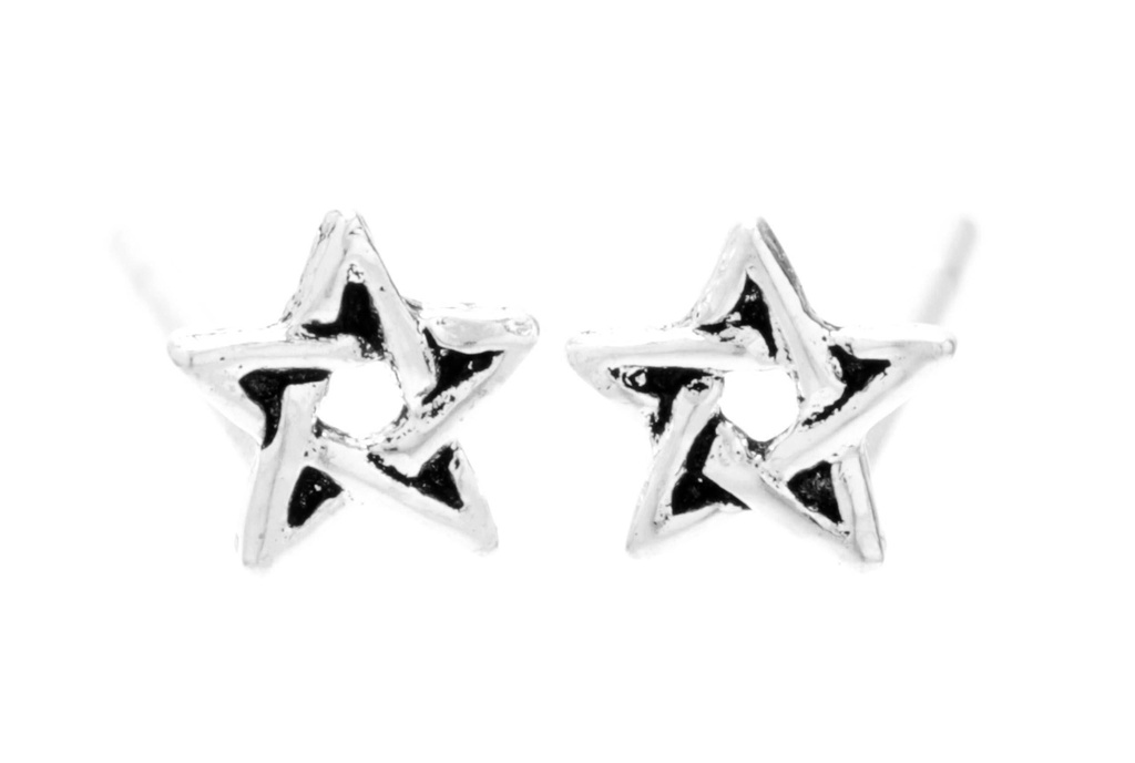 [ost60] Ohrstecker 'Kleines Pentagramm' Sterling Silber 925 - Schmuck für Mittelalter, Reenactment und Larp