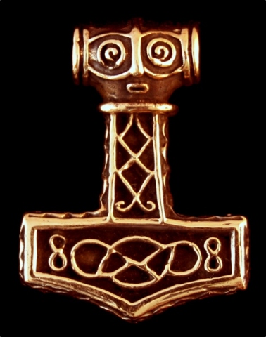 [atb59] Thorshammer Mjölnir Anhänger 'Mjölnir Wikingermuster' aus Bronze - Mittelalter, Larp, Reenactment Schmuck