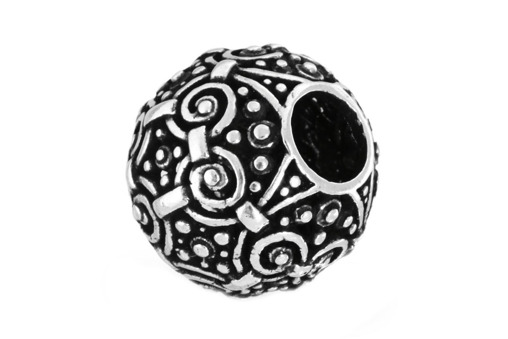 [av55] Große Wikinger Perle Silber Askur, Accessoire für Historische Gewandungen, Reenactment und Liverollenspiel