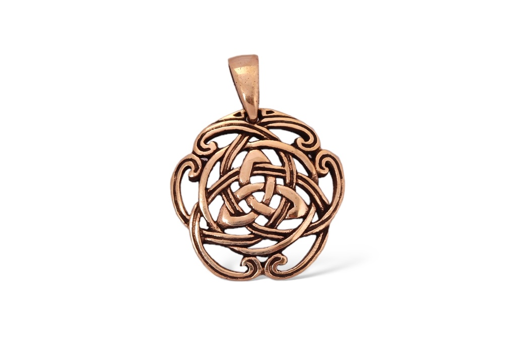 [acb96] Keltischer Anhänger NAIDA aus Bronze – Filigrane Trinity-Knoten als Symbol für Harmonie und Ewigkeit (2,7 cm)