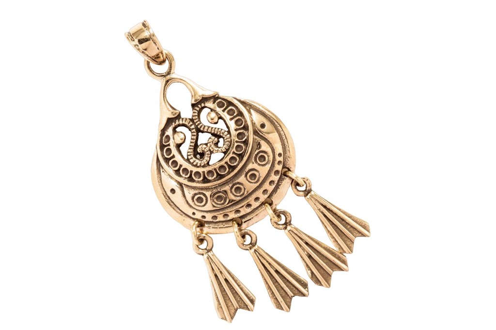 [avb523] Wikinger Klapperanhänger Finna aus Bronze – Historisches Amulett mit beweglichen Elementen 5,6 cm