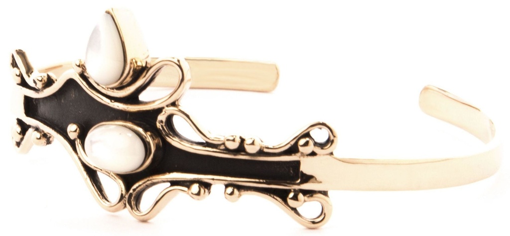 Armreif ANORA aus Bronze Ø 6,4 cm – Ornament-Design mit Perlmuttintarsien