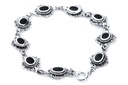 MÉDIÉVALE Armkette aus Silber mit Onyx – Mittelalter Gothic Armband 19 cm