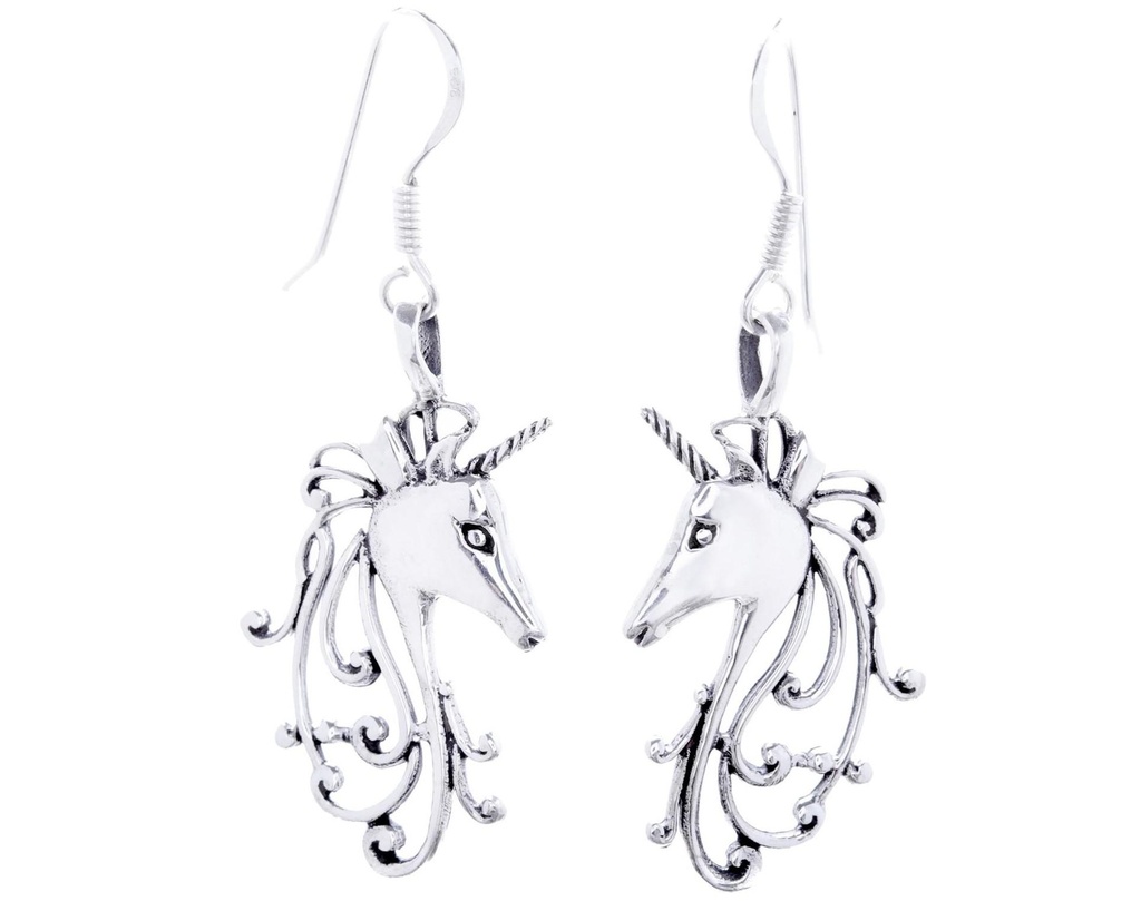 Schmuck Ohrhänger Nima Einhörner 4,5 cm – Silber 925 – Magische Ohrringe für Fantasy-Fans