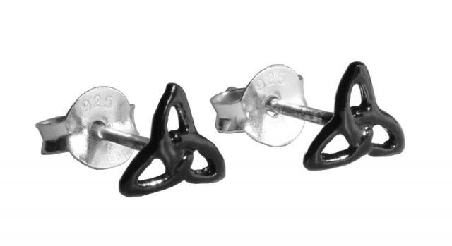 Ohrstecker Nuano Celtic Trinity aus 925 Silber – Keltischer Ohrschmuck schwarz 6 mm
