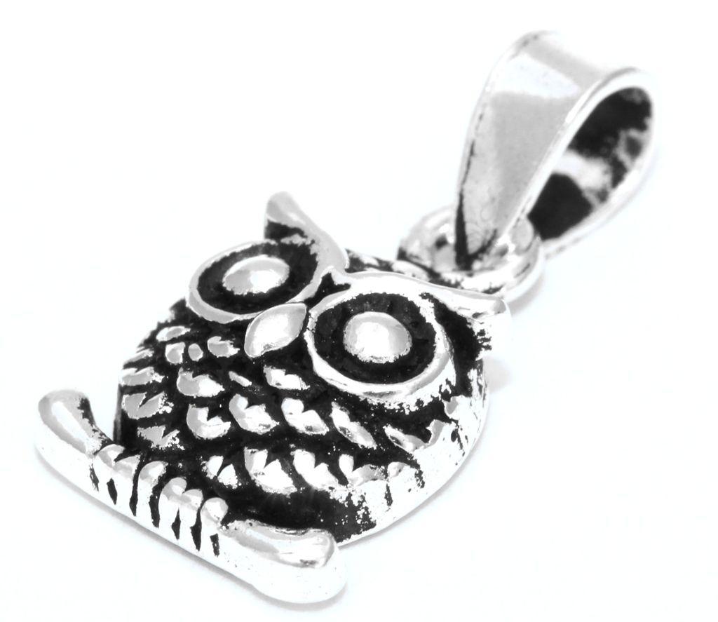 [am202] Schmuckstück  Bohemia Schmuck Anhänger MAJU 1.8 cm Kleine weise Eule Silber 1.8 cm