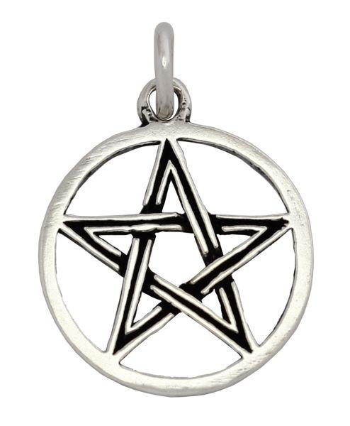 [am42] Amulett, Anhänger 'Pentagramm im Kreis' aus Silber 925 - Mittelalter, Larp, Fantasy Schmuck