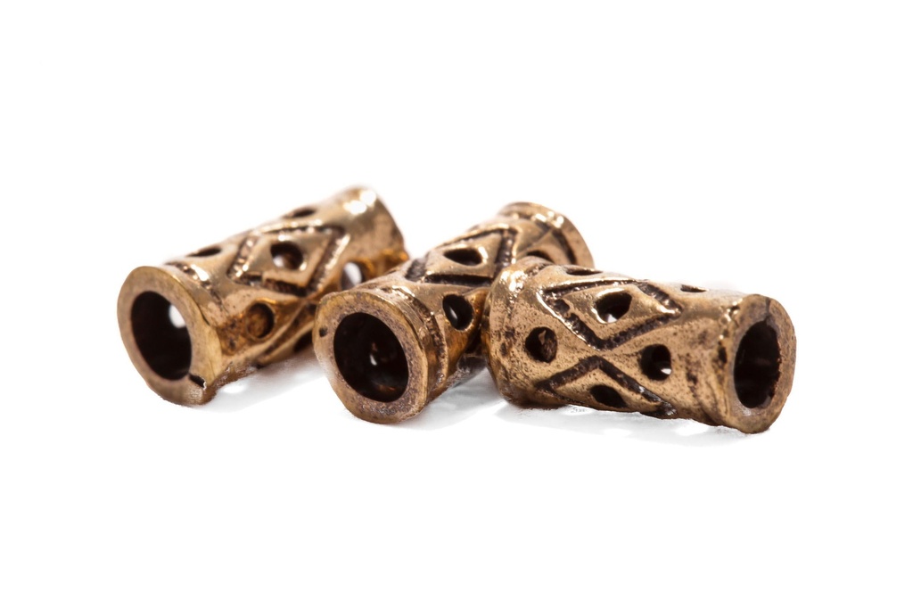 [apb76] Yilvie Bartperle aus Bronze – Filigraner Wikinger Haarschmuck für Zopf & Bart 7 mm