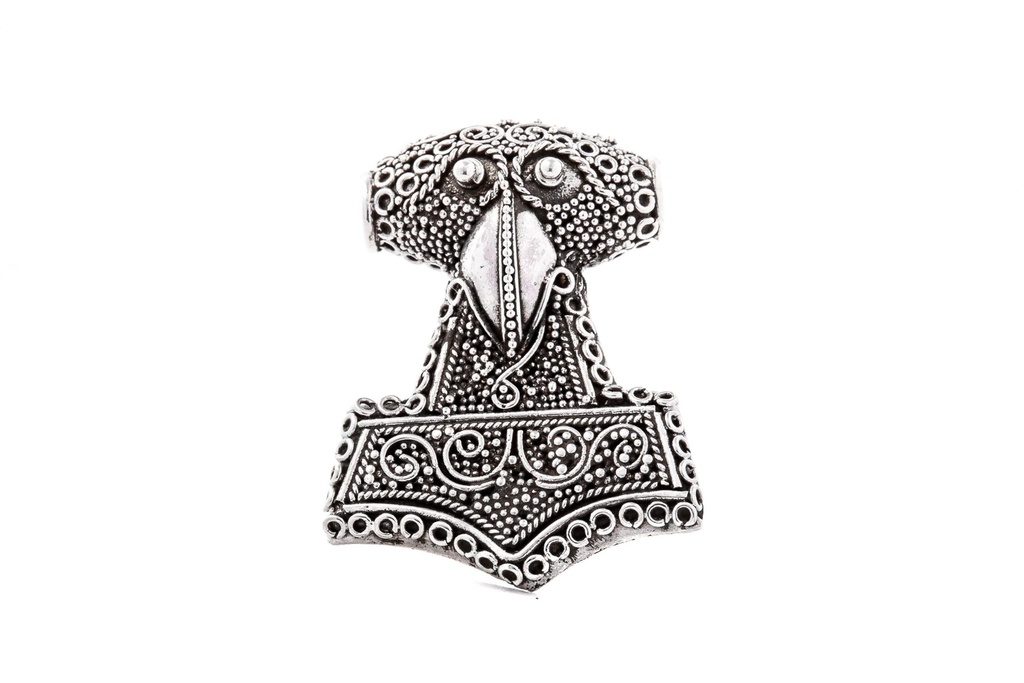 [at41] Thorshammer Mjölnir Anhänger 'Thorsan - Schonenhammer' aus Silber 925 - Mittelalter, Larp, Reenactment Schmuck