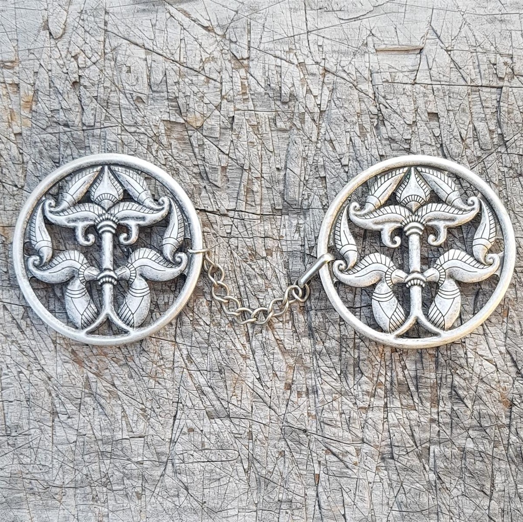 [V-017-1] VIRAG,Magyar,Pflanze, 30 cm! silberfarbener Gewand-Verschluss