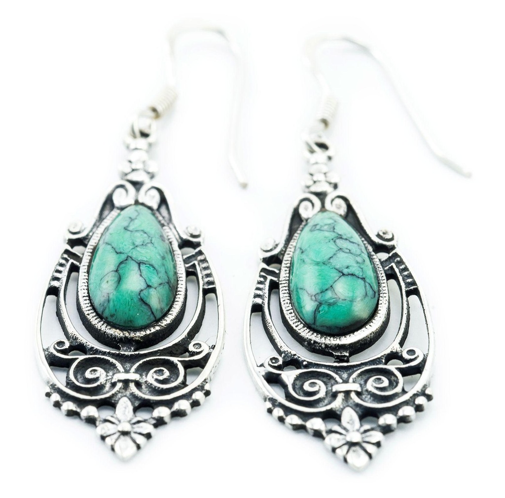 SUADRA Ohrringe aus Silber mit Türkis – Große Boho Damenohrringe 5 cm