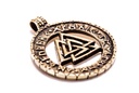 Anhänger VALKNUT aus Bronze – Wotansknoten mit Runen Wikinger Amulett 2,6 cm